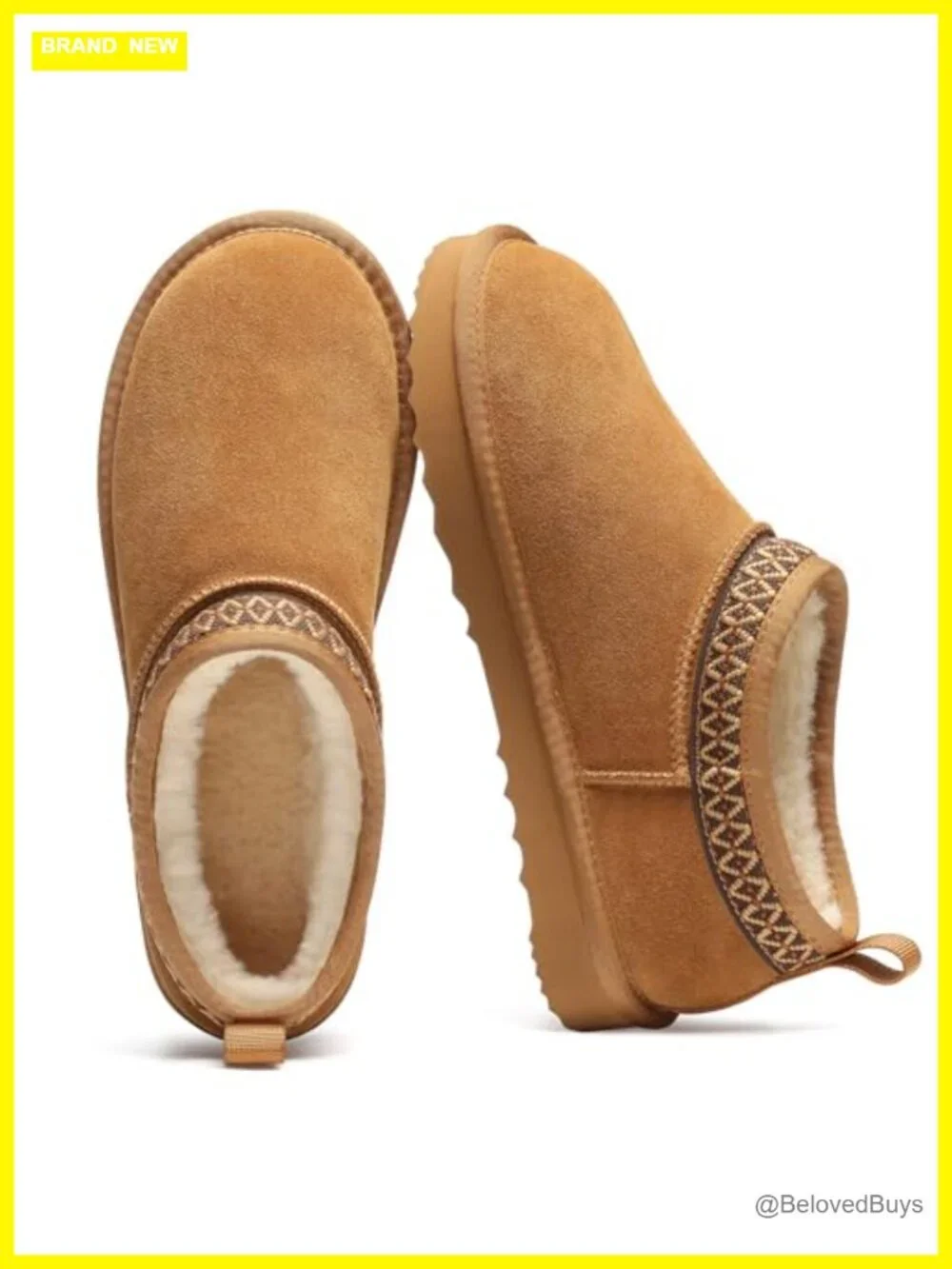 Genuine Suede Mini Snow Boots Ankle Boot with Fur Lined